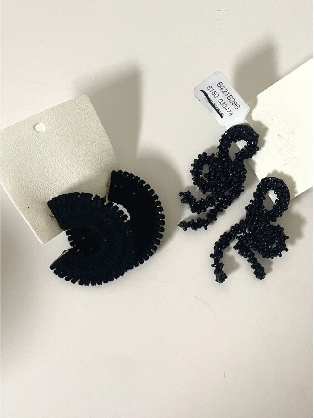Free People 2-Pack Earring Set: Black Leather Hoops & Beaded Bows